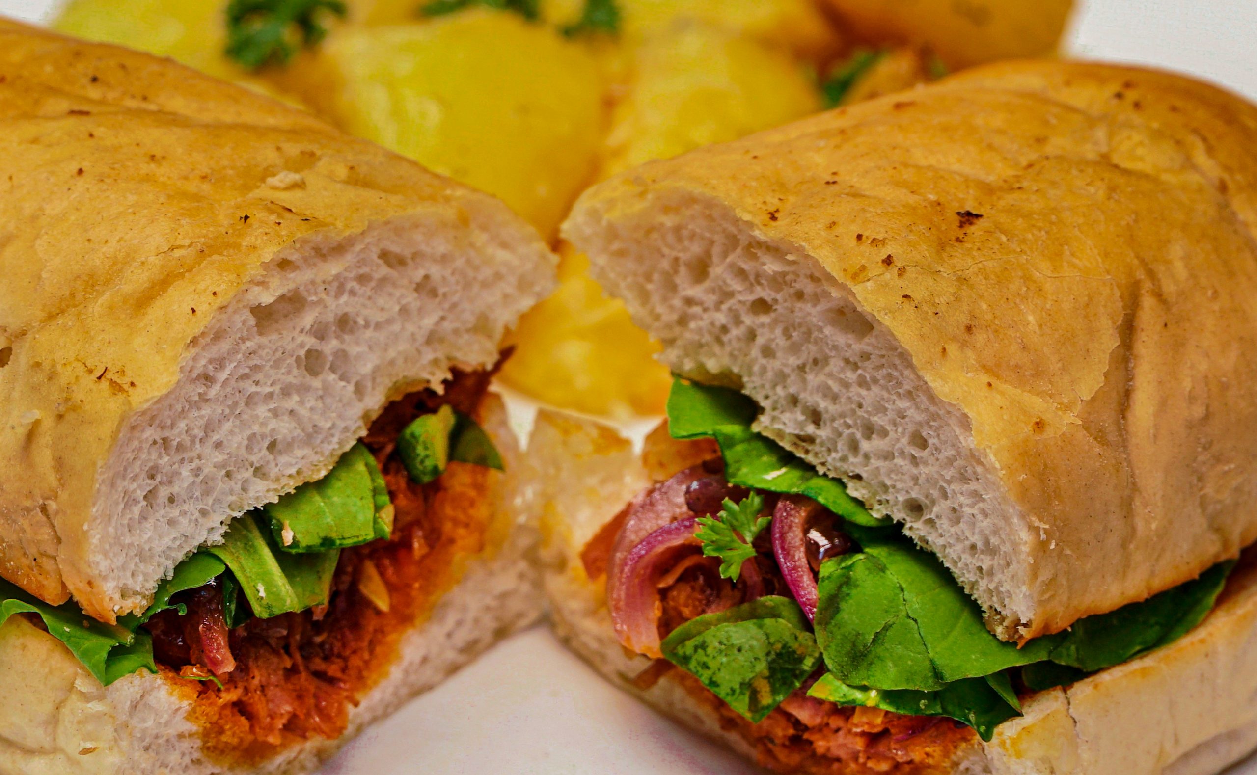 Pulled Lamb and Arugula Sandwich