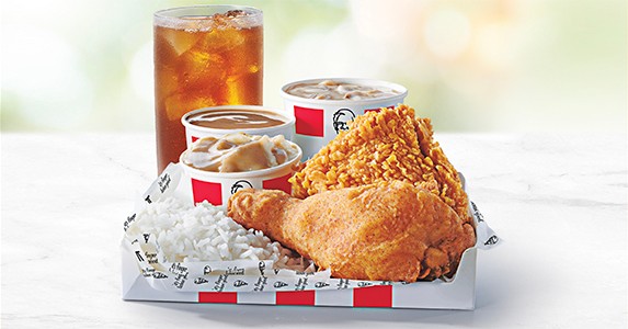 2pc chicken with 1 side, 1 rice & Drink