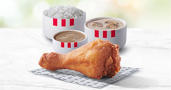 1pc chicken with 1 side, 1 rice & Drink
